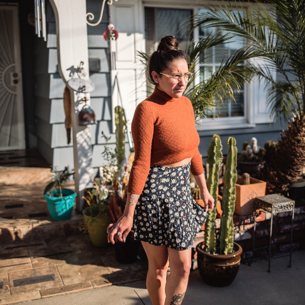 Button Down Floral Skirt